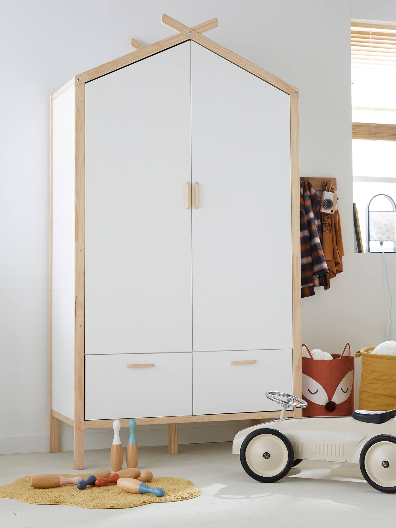 Armoire cabane ROBINSON blanc mate