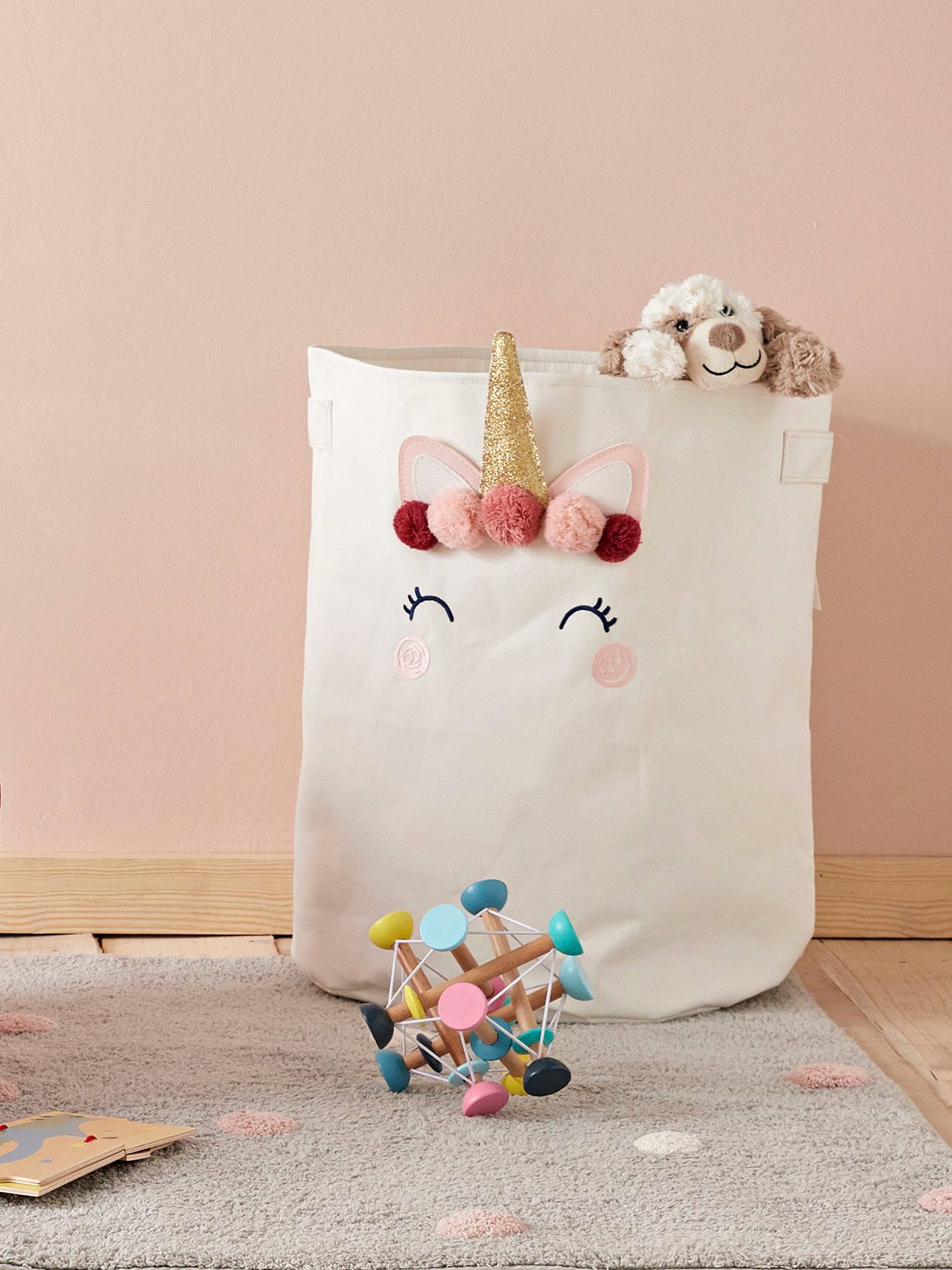 Panier de rangement XL Licorne ivoire