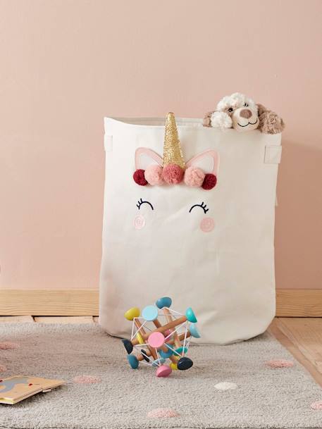 Vertbaudet - Panier de rangement XL Licorne ivoire
