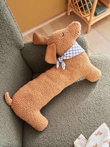 Vertbaudet - Coussin chien teckel en sherpa ACHILLE marron