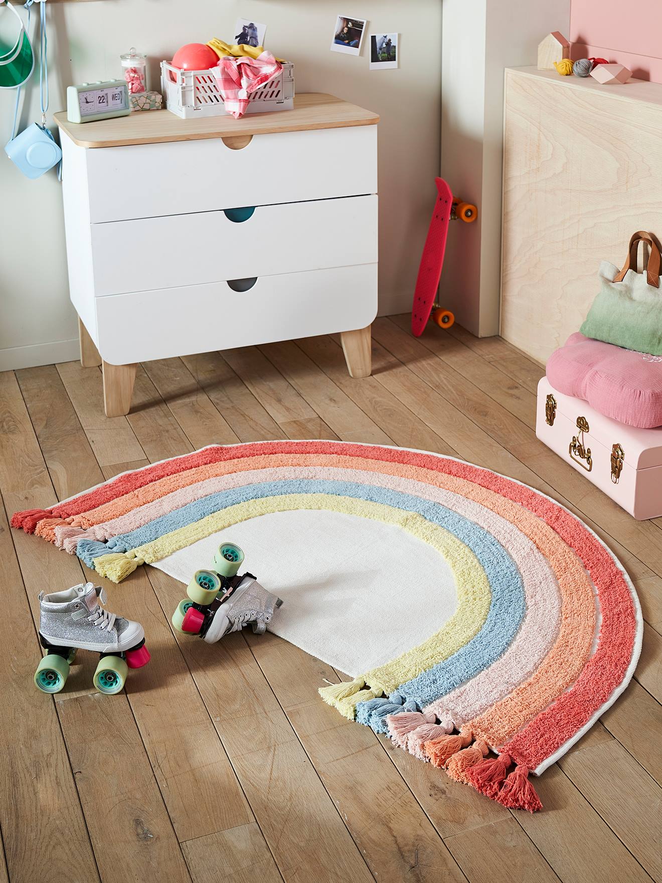 Tapis Arc-en-ciel rose multicolore