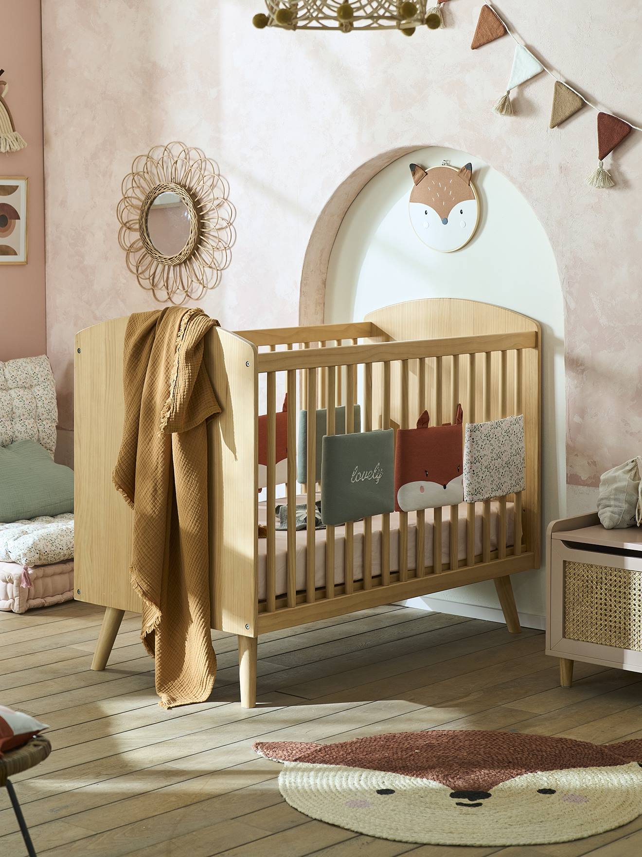 Lit bébé LIGNE CONFETTI NATURE pin massif
