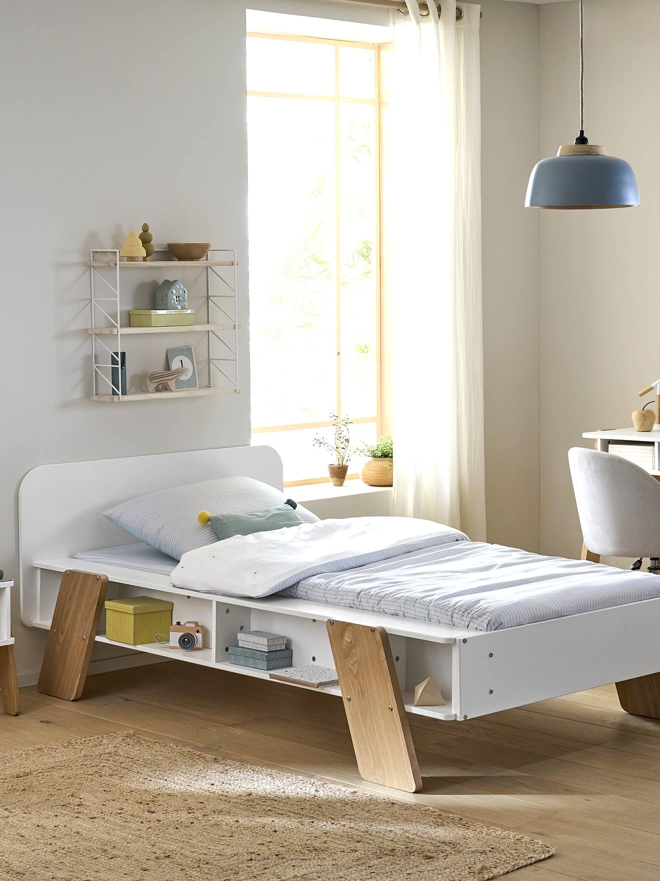 Lit enfant avec rangements LIGNE ARCHITEKT blanc/bois