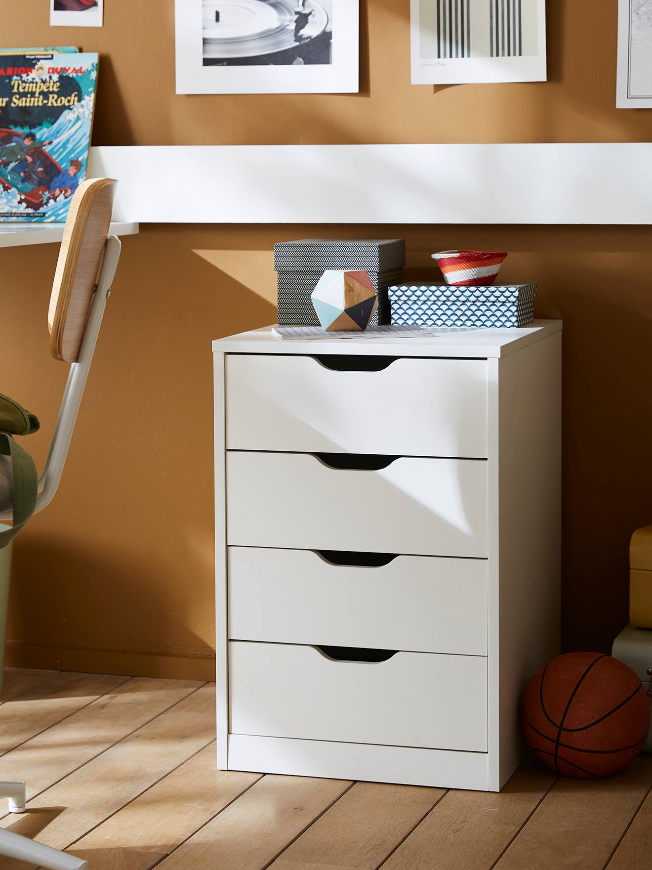 Caisson de bureau 4 tiroirs blanc