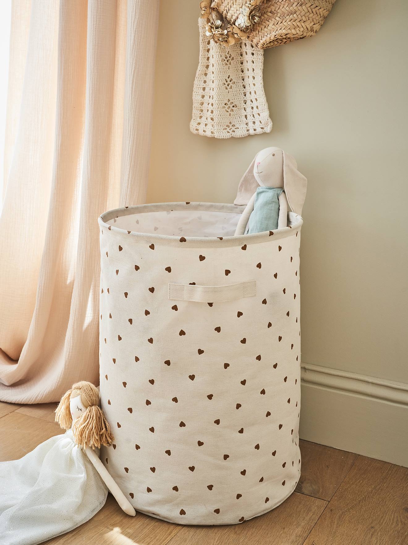 Panier de rangement blanc imprimé