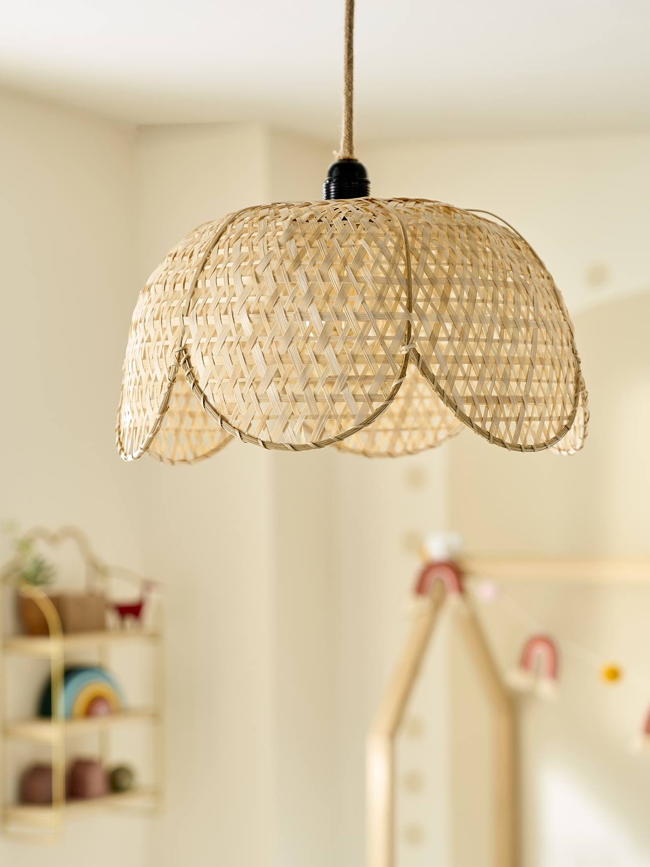Abat-jour pour suspension bambou CHAMPÊTRE beige doré