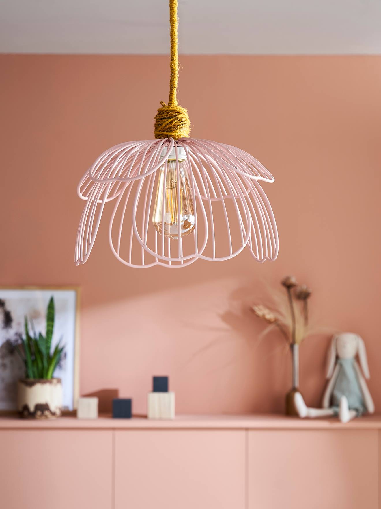 Abat-jour pour suspension en métal Fleur rose