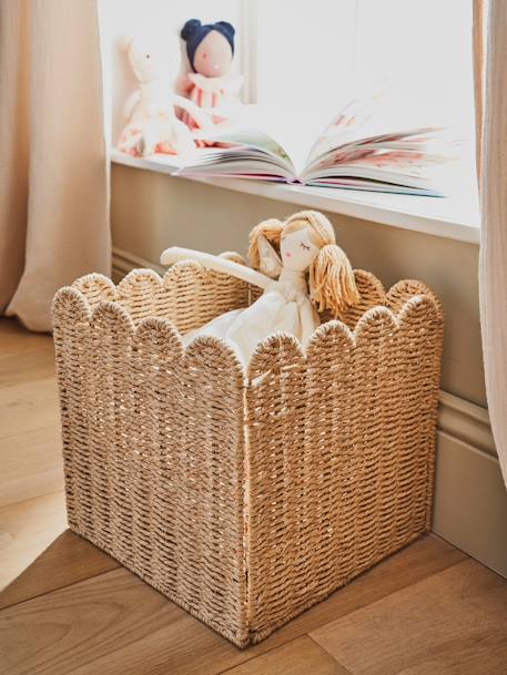Vertbaudet - Bac de rangement en corde de papier Feston beige