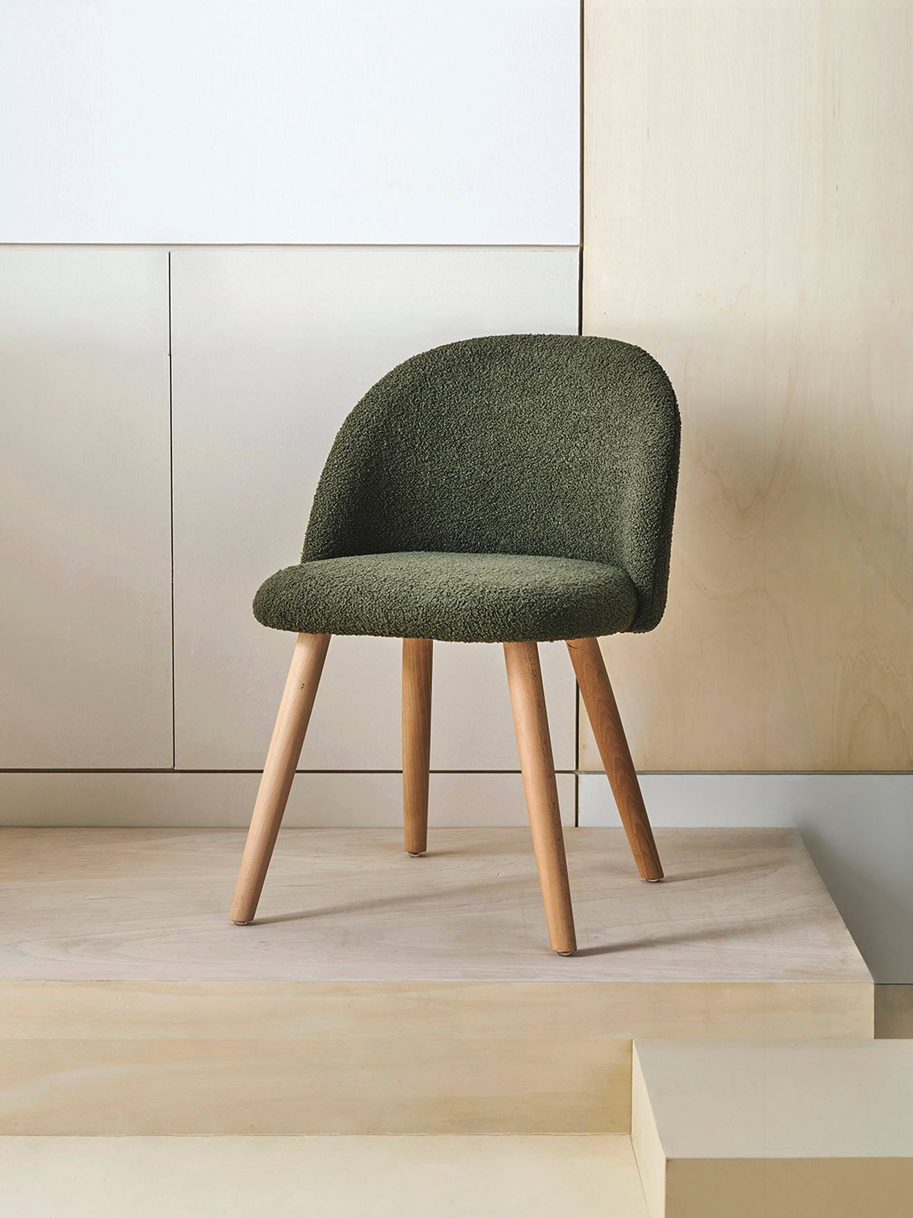 Chaise fausse fourrure enfant kaki