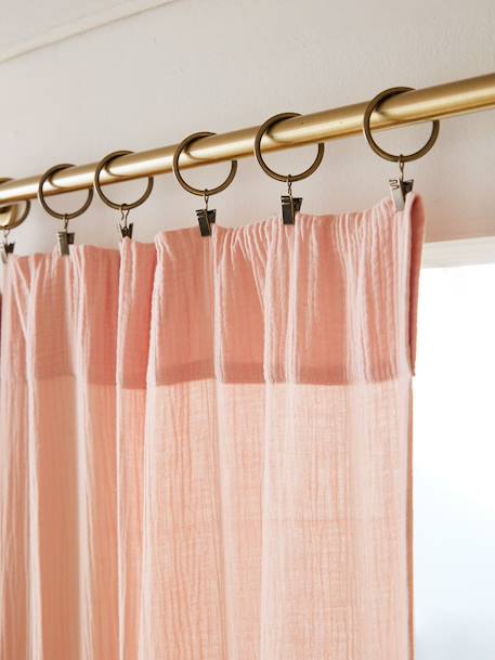Rideau tube tamisant en gaze de coton blanc+bleu grisé+cannelle+écru+rose+rose poudré+vert sauge 26 - vertbaudet enfant 