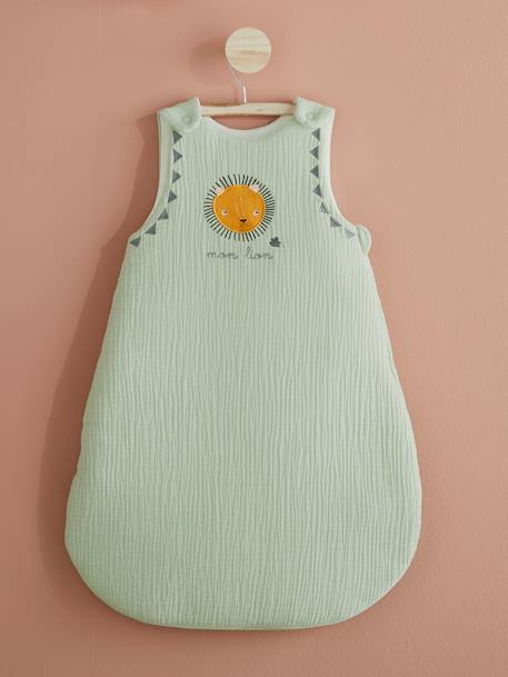 Vertbaudet - Gigoteuse en gaze de coton MON PETIT LION vert