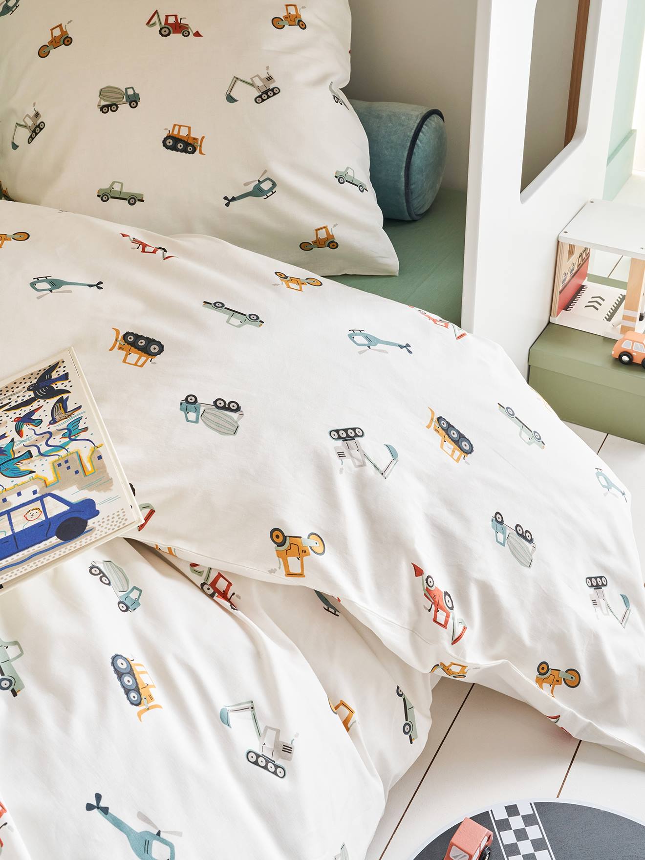 Parure housse de couette enfant et taie oreiller CHANTIER multicolore