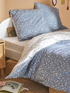 Parure housse de couette + taie d'oreiller enfant INDIA BLUE, réversible avec coton recyclé  - vertbaudet enfant