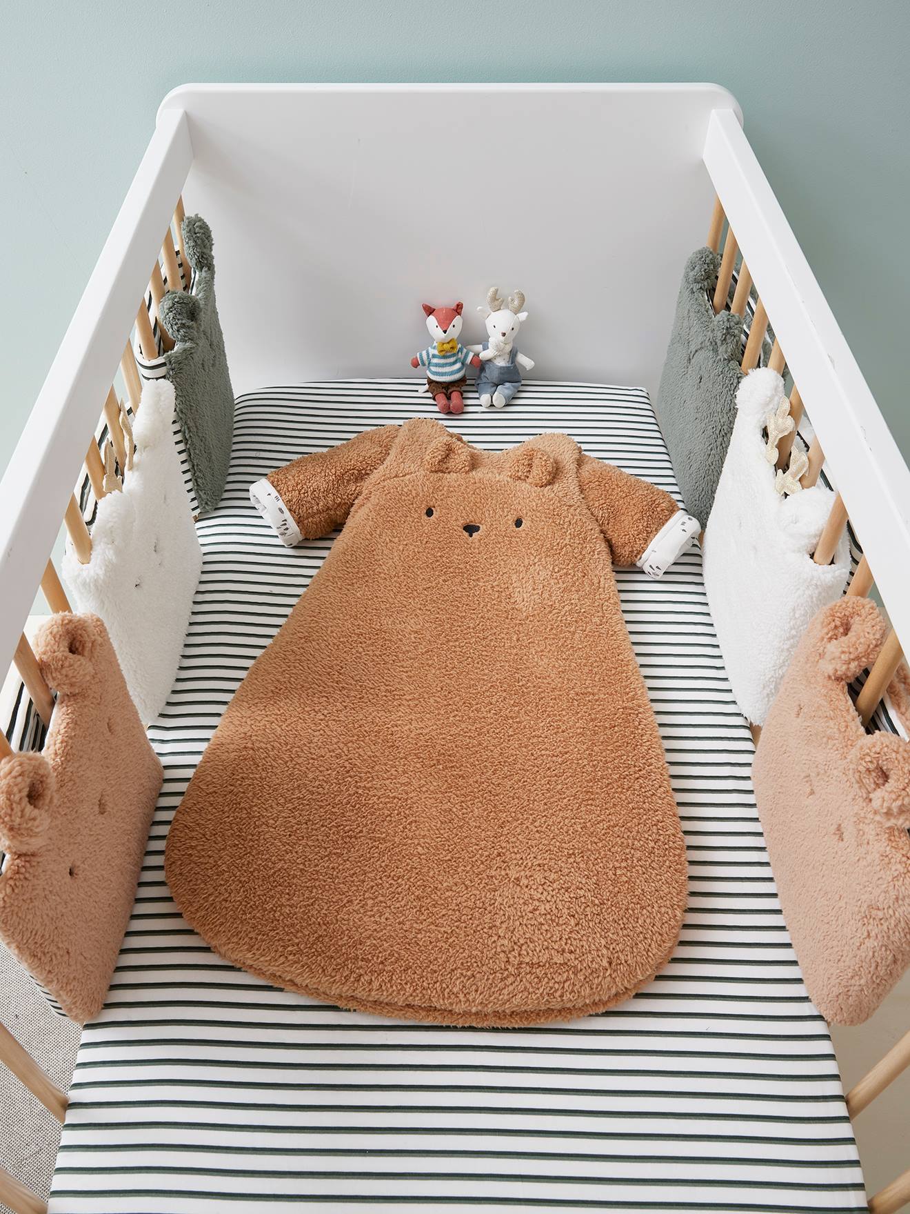 Gigoteuse hiver manches amovibles en polaire Ours GREEN FOREST beige foncé (Vertbaudet) - Image 2
