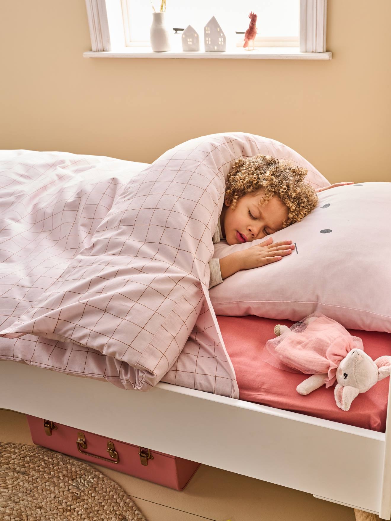 Parure enfant Magicouette CARONIMOS, avec coton recyclé carreaux rose