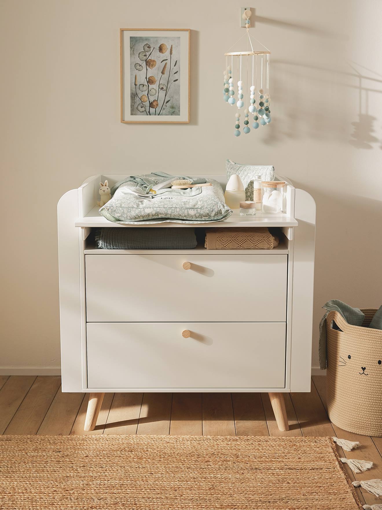 Commode à langer LIGNE CONFETTI blanc