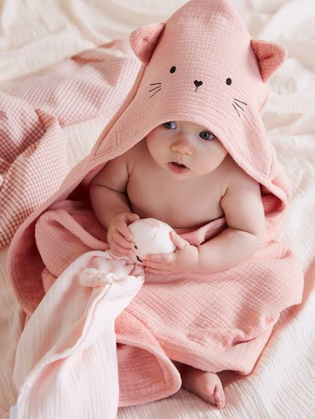 Bébé-Cape de bain gaze de coton et gant de toilette BIO*