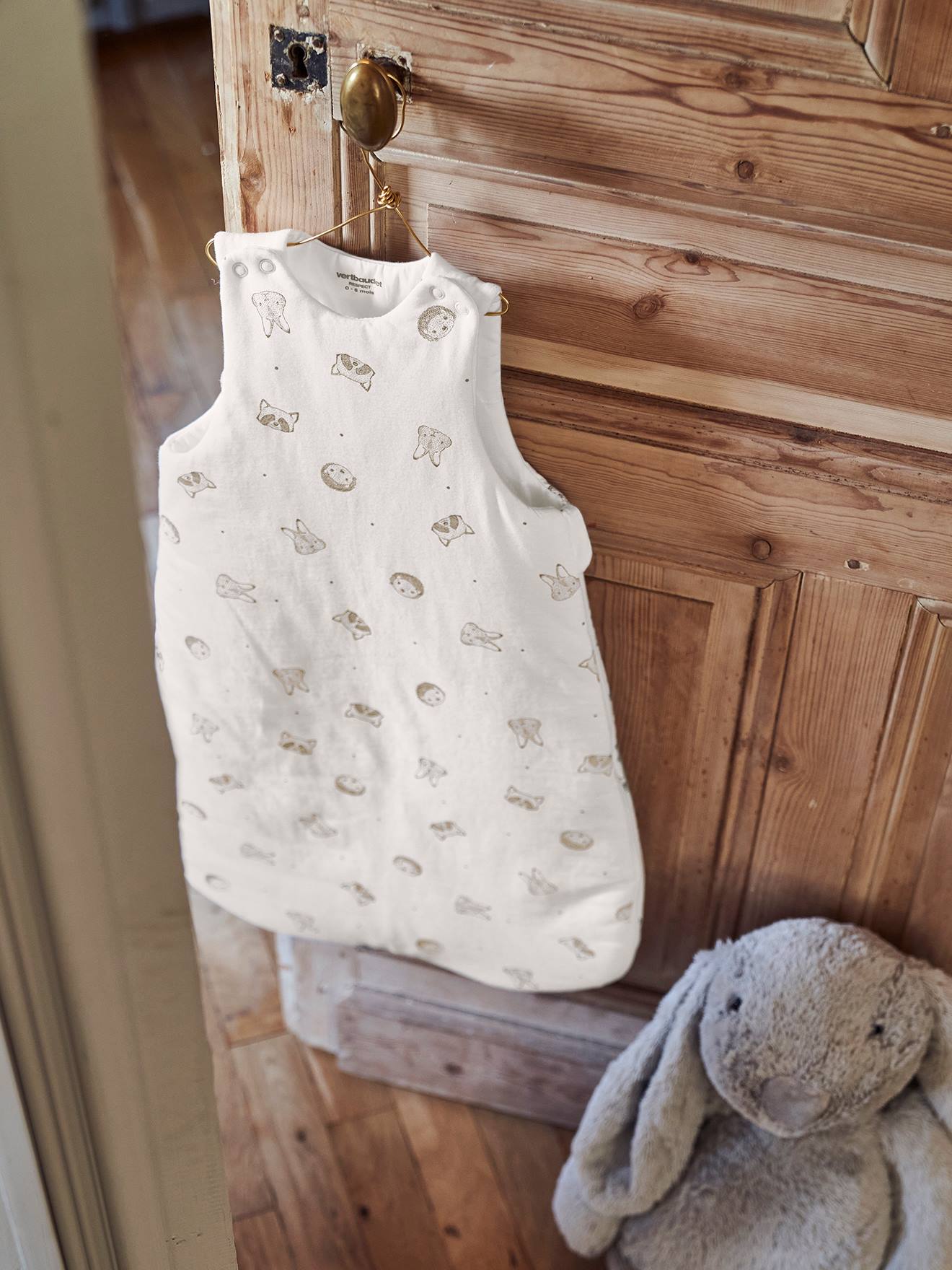 Gigoteuse sans manches en coton bio* MINI COMPAGNIE personnalisable écru / gris