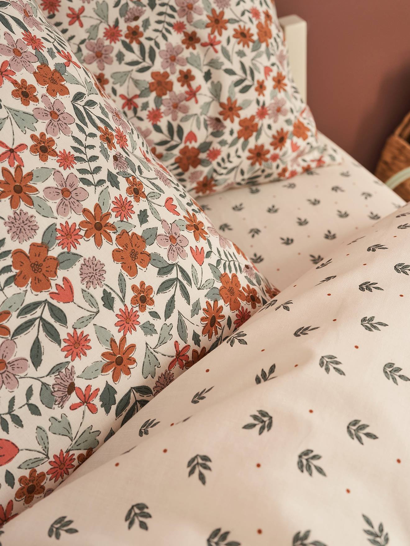 Housse de couette en satin de coton Folk Flowers - Essix Home