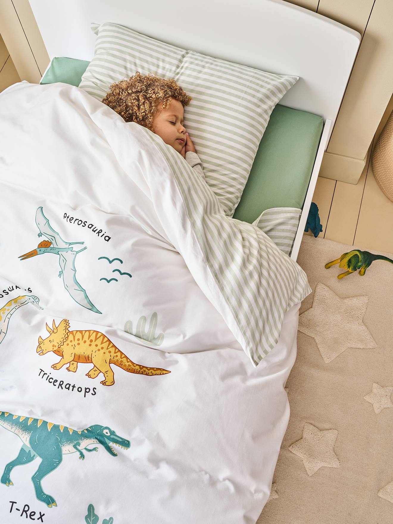Parure enfant Magicouette DINOS, avec coton recyclé blanc imprimé