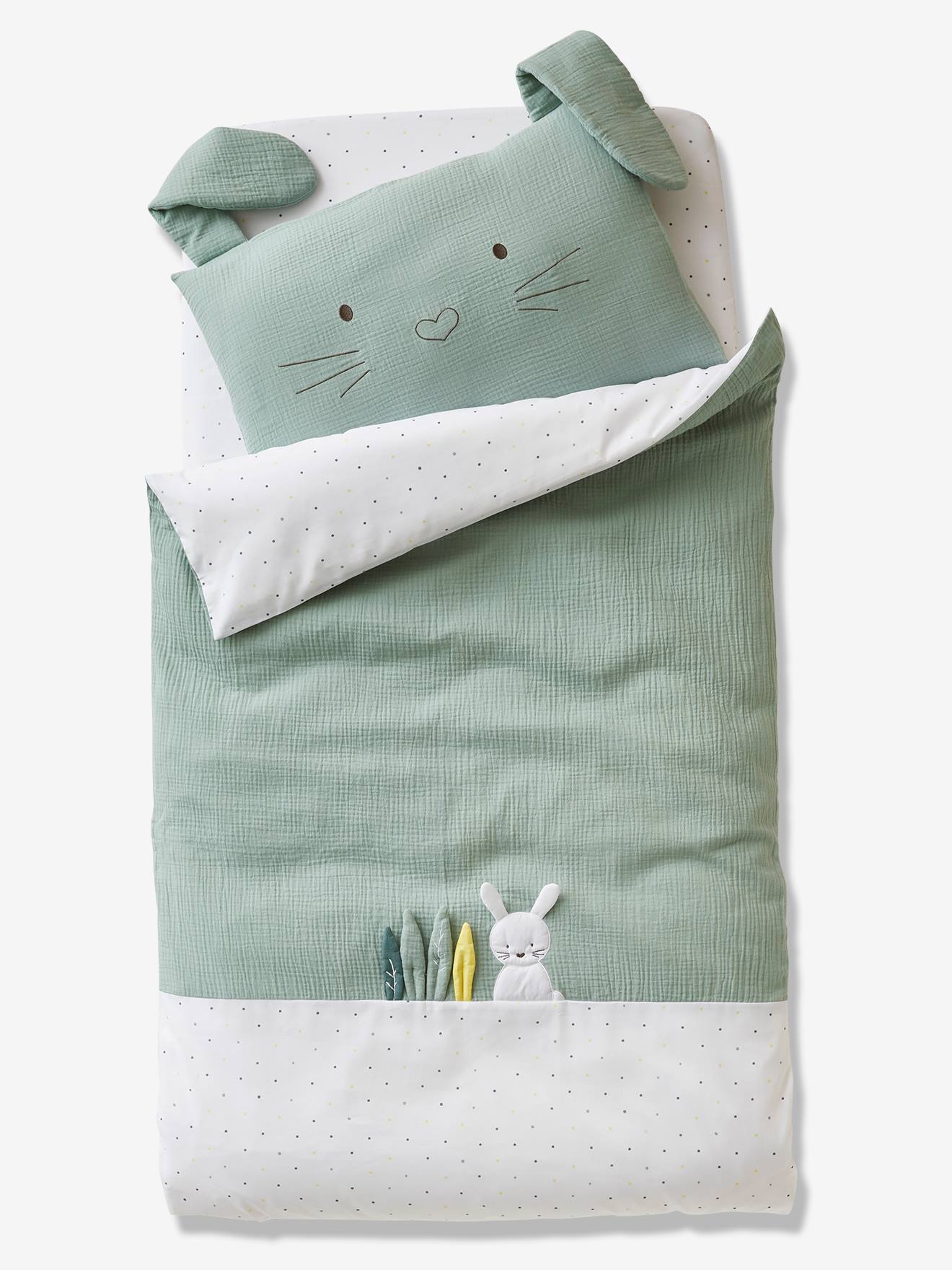 Drap-housse bébé MENTHE A L'EAU blanc / multicolore (Vertbaudet) - Image 1