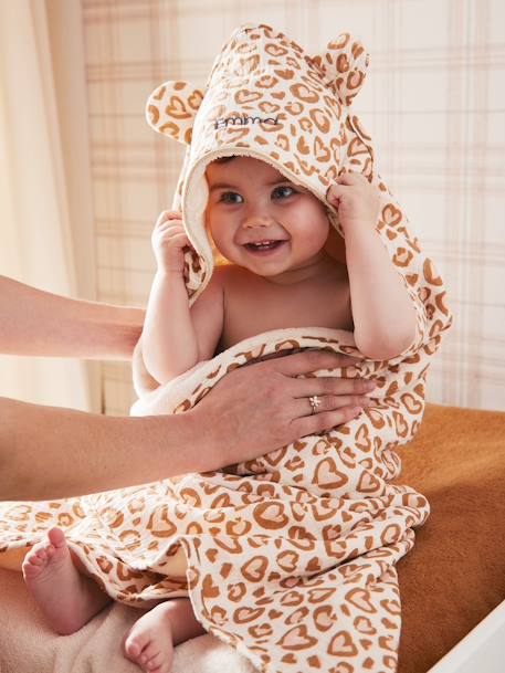 Vertbaudet - Cape de bain gaze de coton personnalisable LOVELY LÉO noisette