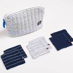 Puériculture-Trousse de toilette - Baby Sailor - Multicolore - 100% Coton - 6 Carrés Éponge - Zippée