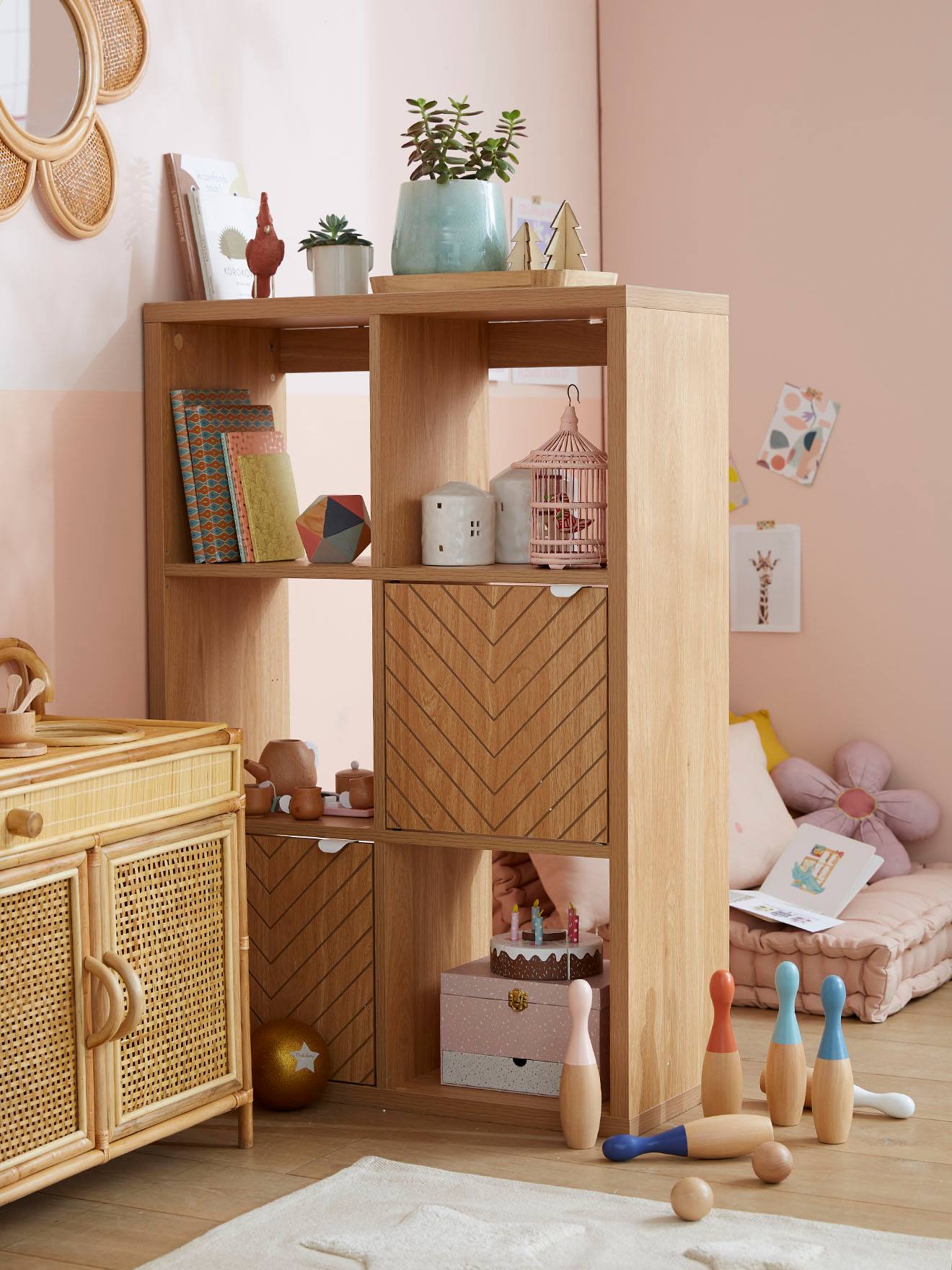 Meuble de rangement 6 cases bois