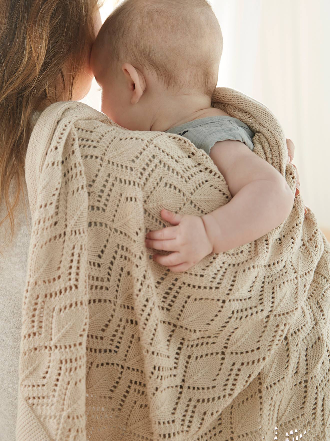 Couverture bébé tricot en coton bio* sable (Vertbaudet) - Image 3