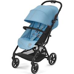 Puériculture-Poussette canne Cybex Eezy S+ 2 Beach Blue - Châssis black - Pare-soleil XXL - Crash-pad