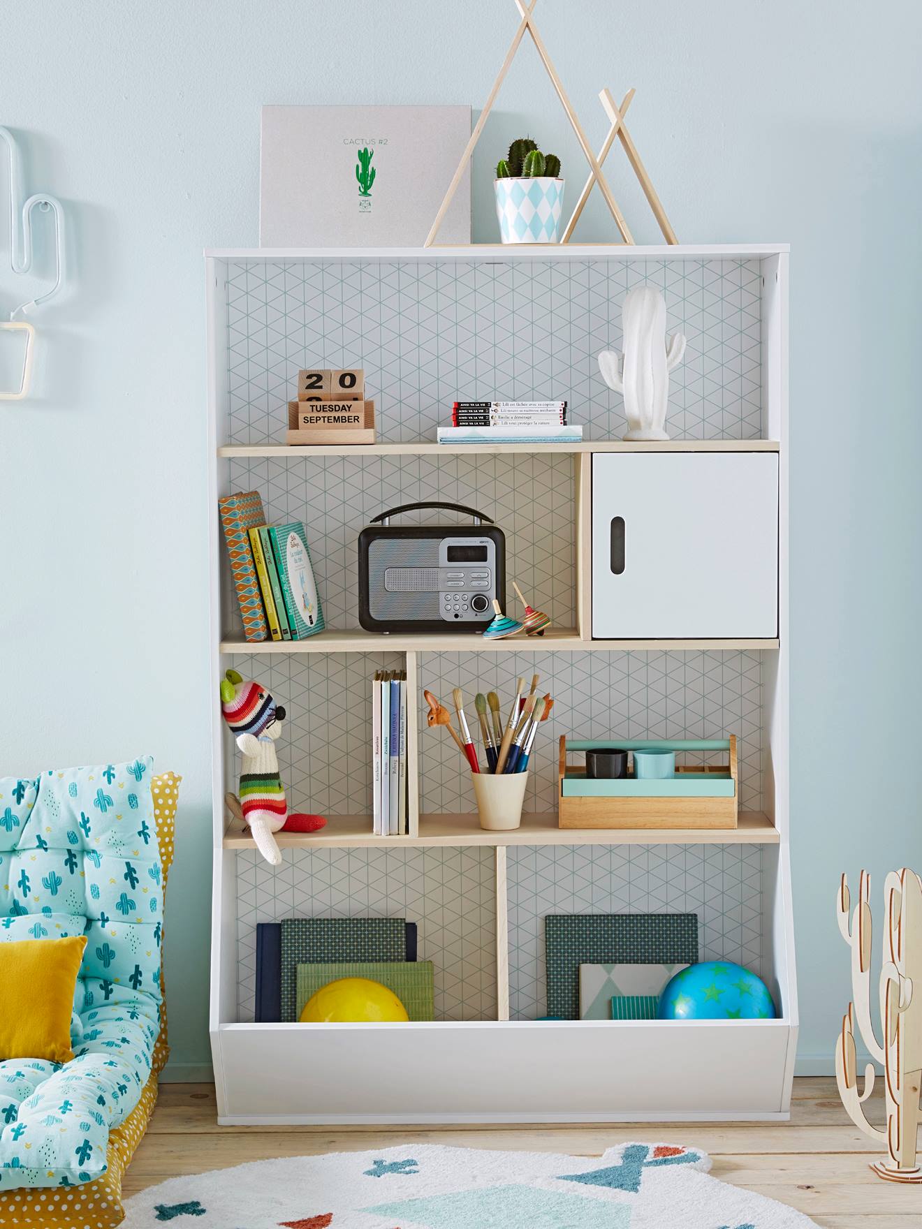 Etagère de rangement CIRCUS blanc/bois