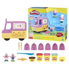 Jouet-Play-Doh Peppa et le camion de glaces, figurines Peppa et George, 5 pots de pâte à modeler atoxique, dès 3 ans