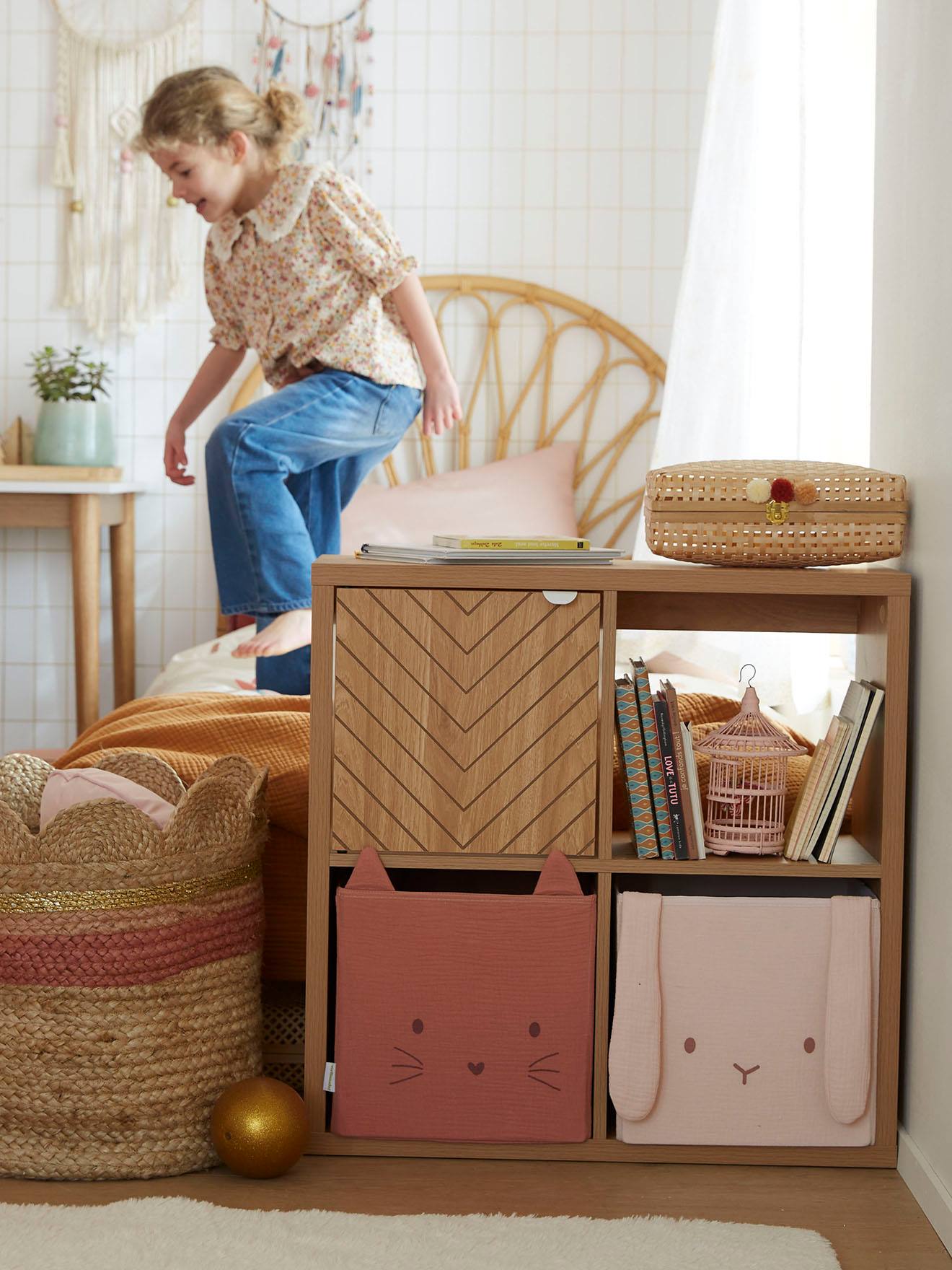 Porte pour meuble à cases chevrons bois