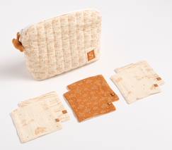 -Trousse de toilette en double gaze de coton et carrés éponge