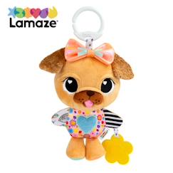 -Lamaze Lovey Le Chien - Peluche d'éveil sensoriel pour bébé de 0 à 6 mois à clipser pour l'emmener partout