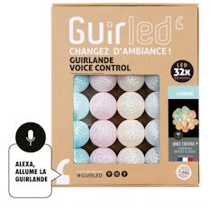 -Guirlande lumineuse boules coton - GUIRLE - GUIRLED - 4 couleurs - Commande vocale Google & Alexa