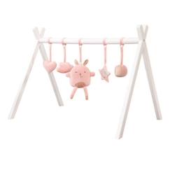 Jouet-ROBA Portique d'Eveil pour Bébé + Set de Pendentifs roba Style - Arche de Jeu en Bois Massif Laqué - Rosa