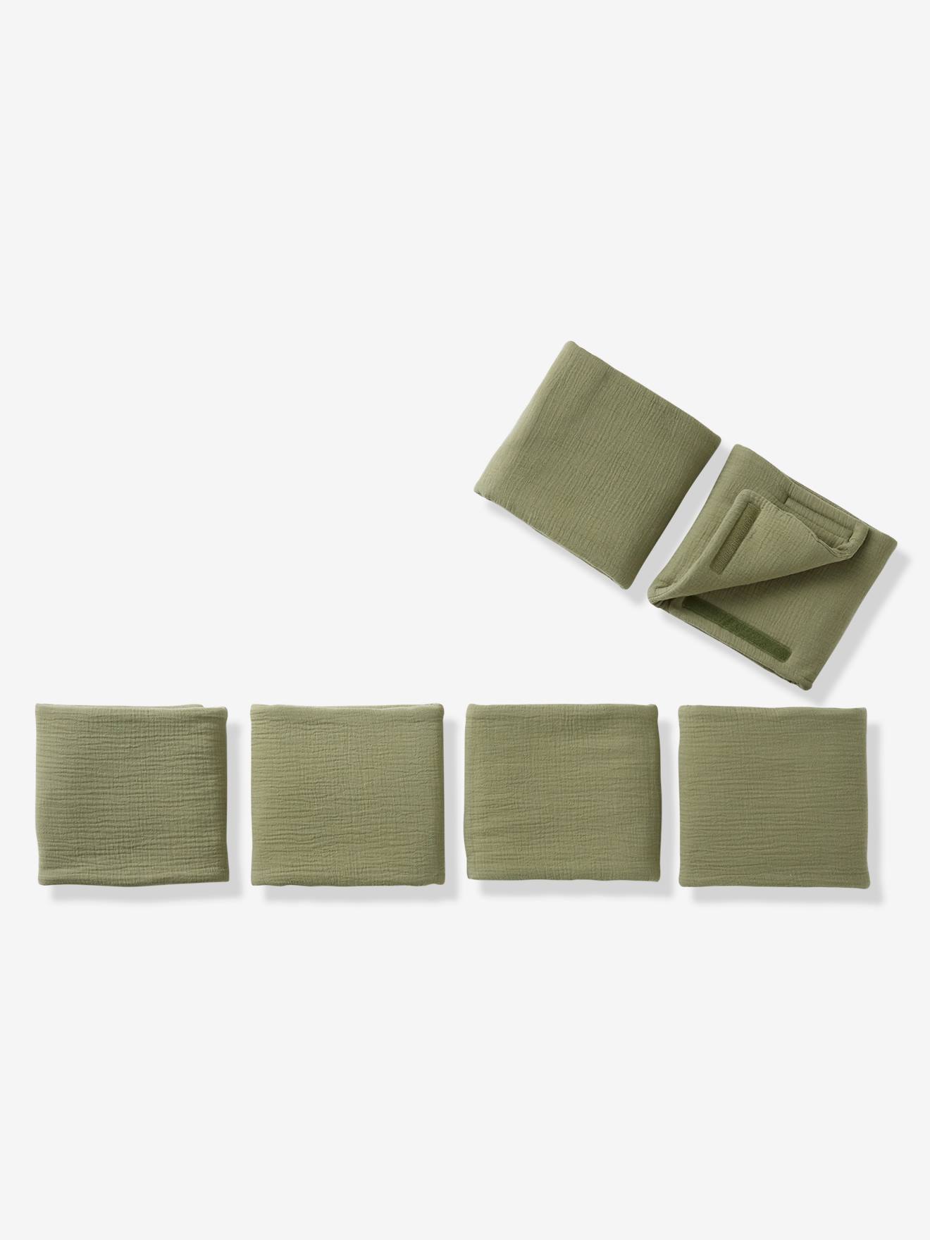 Tour de lit / tour de parc pare-chocs en gaze de coton uni olive (Vertbaudet) - Image 1