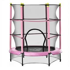 Jouet-HOMCOM - Trampoline de Jardin Enfants - Acier - 140x140x160cm - Rose