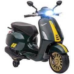 Jouet-Scooter électrique enfant AIYAPLAY Vespa 6 V dim. 107L x 47l x 73H cm Musique MP3 Port USB Phare 2 roulettes, pour 3-6 ans, Vert