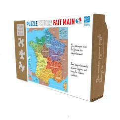 Jouet-Puzzle en bois Fait Main 100 pièces : Carte de France des départements aille Unique Coloris Unique