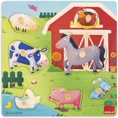 Jouet-Puzzle encastrement bois - GOULA - Mamans bébés animaux de la ferme - 7 pièces - Mixte