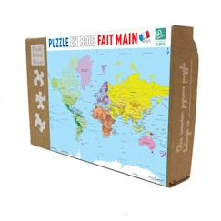 Jouet-Puzzle en bois 50 pièces CARTE DU MONDE - Michele Wilson - Pour enfants à partir de 4 ans - Multicolore