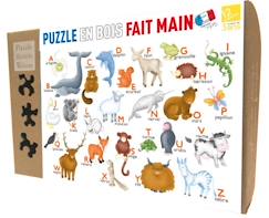 Jouet-Puzzle en bois fait main 12 pièces - Puzzle Michèle Wilson - Alphabet des Animaux - Pour enfants dès 3 ans