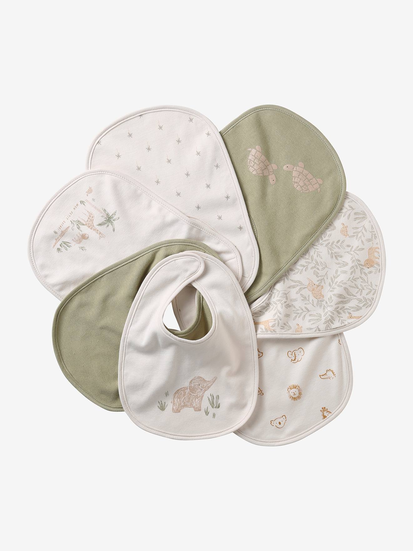 Lot de 7 bavoirs naissance en coton bio* vertbaudet babylone
