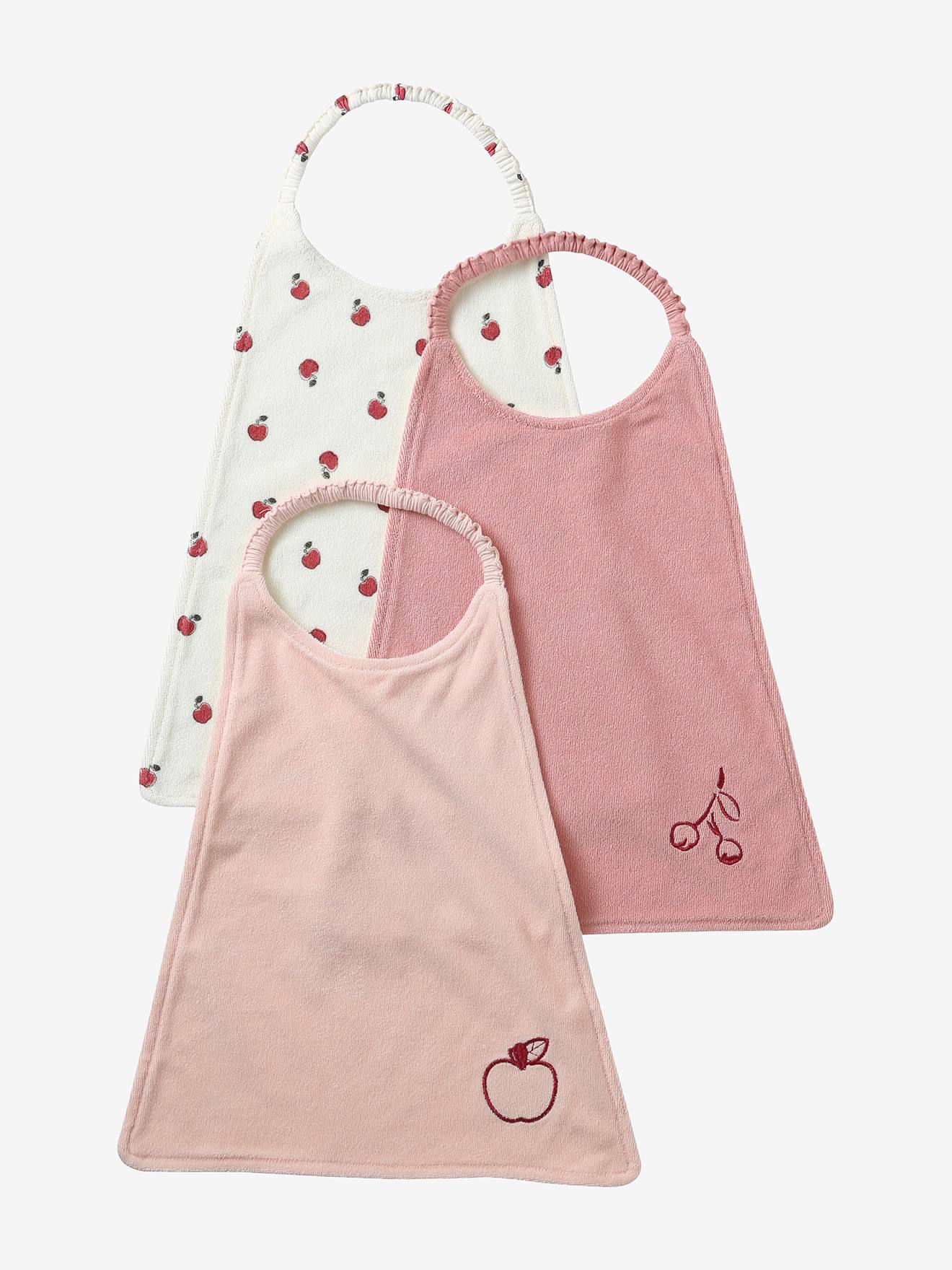 Lot de 3 grands bavoirs lot rose