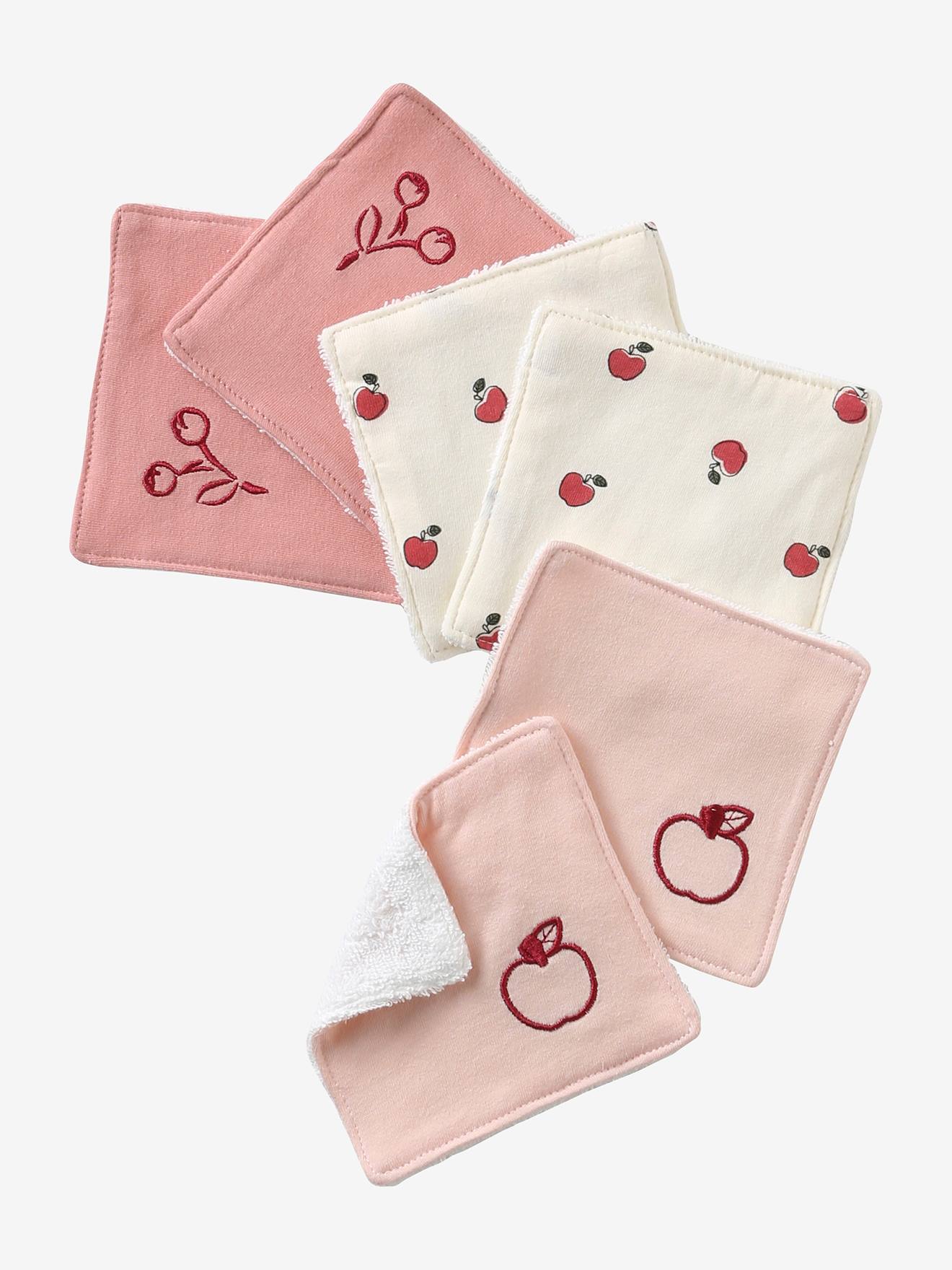 Lot de 6 lingettes lavables lot rose