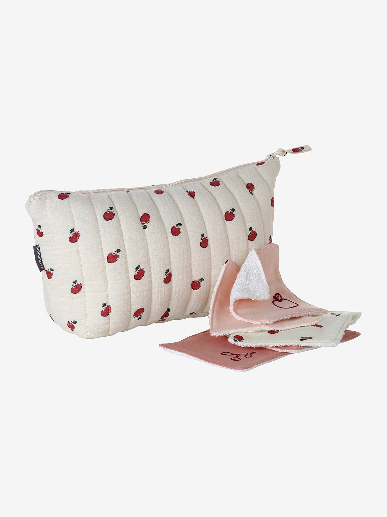 Trousse de toilette en gaze de coton rose