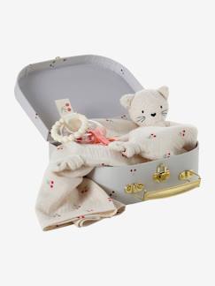 Jouet-Coffret doudou personnalisable + anneaux de dentition + lange avec mallette CHERRY