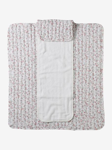 Coffret cadeau naissance 8 pièces : 1 hochet, 1 tapis à langer nomade, 5 lingettes, 1 pochette Babylone+Bayou+blanc imprimé 19 - vertbaudet enfant 